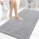 OLANLY Long Bathroom Rugs Runner 47x24, Thick Soft and Absorbent Chenille Bath Mat, Non-Slip, Machine Washable Quick Dry Bath Rugs for Tub Shower Floor, Home Decor Accessories, Light Grey