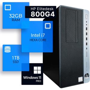 HP EliteDesk 800G4 Tower Desktop Computer | Hexa Core Intel i7 (3.4) | 32GB DDR4 RAM | 1TB SSD Solid State | Windows 11 Professional | Home or Office PC, Black