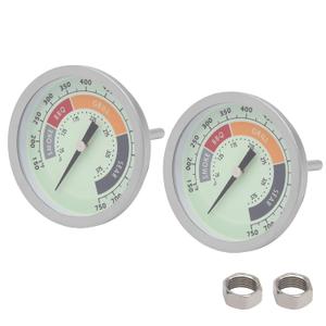 MOASKER Upgraded 3 1/ 8" BBQ Thermometer Gauge Accessories for Char-Broil Oklahoma Joe’s Smoker, Char-Griller, Pit Boss, Masterbuilt and Most Charcoal Grills, 2 Pieces Luminous Temperature Replacement