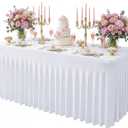 Baoszty White Spandex Tablecloth for 6FT Rectangle Tables, Table Skirt 30x72 Inch Stretch Table Cloths Elastic Fitted Tables Cover for Wedding Parties Birthday Banquet Baby Shower Events