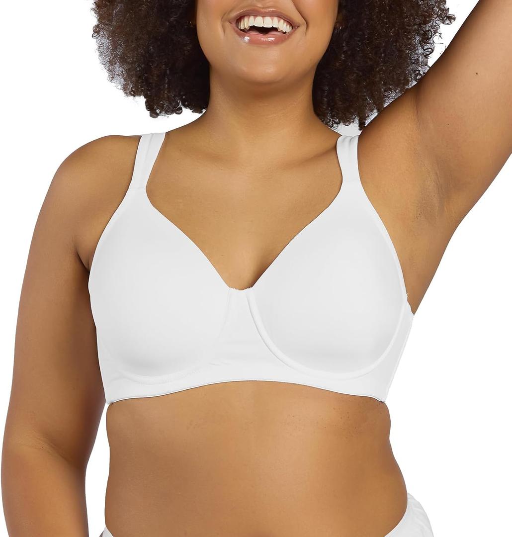 Leading Lady, Brigitte Full Coverage, Underwire, Lightly Padded T-Shirt Bra, Side & Back Smoothing, Adjustable Straps,42A (White)