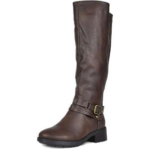 DREAM PAIRS Women's Knee High Boots, Buckle Riding Boots 9