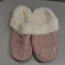 Evshine Warm Knit House Slippers for Women Comfy Wool-Like Lined Chenille Slippers with Memory Foam and Indoor Outdoor Soles (7-7.5, Pink)
