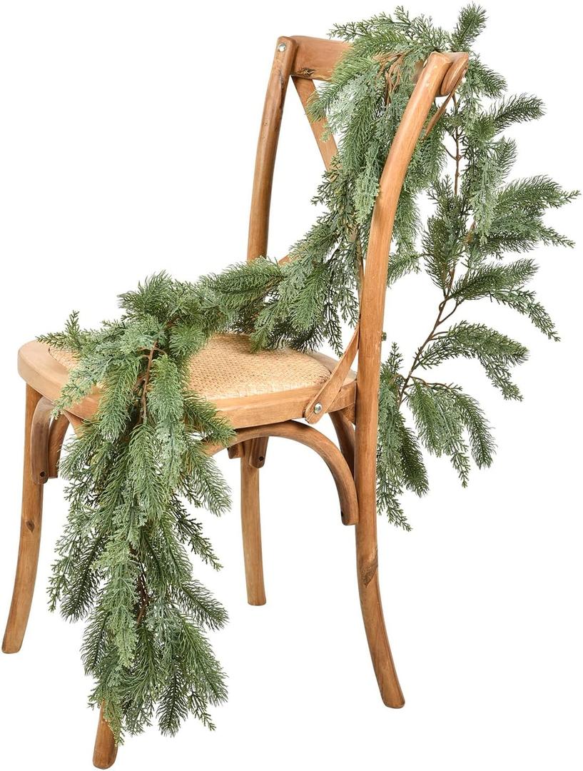 DearHouse Pine Christmas Garland,6Ft Winter Artificial Greenery Garland for Holiday Season Mantel Fireplace Table Runner Centerpiece Decor