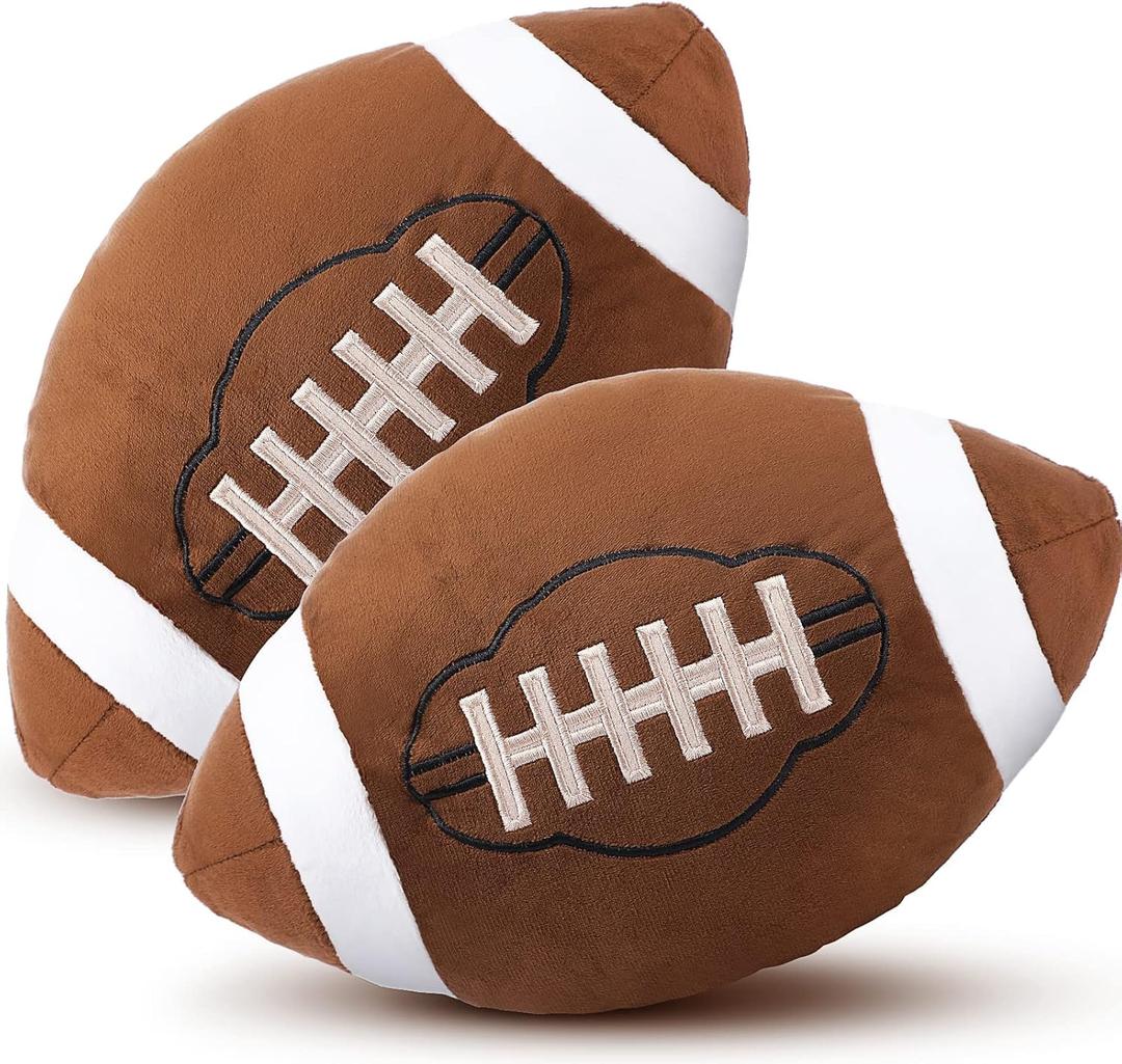 HyDren 2 Pcs Football Plush Pillows - 12" Soft Fluffy Football Pillows Stuffed Footballs Throw Pillow Sports Ball Throw Pillow for Kids Boys Girls Bedroom Nursery Room Decoration Birthday Party Gift