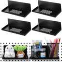 4 Pack Magnetic Pegboard Shelves Wall Organizer Metal Pegboard Shelf Steel Tray Accessories Organizing Tools for Craft Home Kitchen (7.7 x 4.7 x 3.5 Inches, Black)