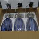 Dark Blue Glass Mini Pendant Lights for Kitchen Island 3Pack Blown Art Glass Pendant Lighting Shade Hanging Pendant Lights with Brushed Nickel Finish for Kitchen Over Sink,Dining Room