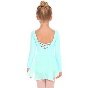 Zaclotre Ballet Leotards for Girls Toddler Classic Long Sleeve Criss-Cross Back Dance Dress Ballerina Outfits,.140