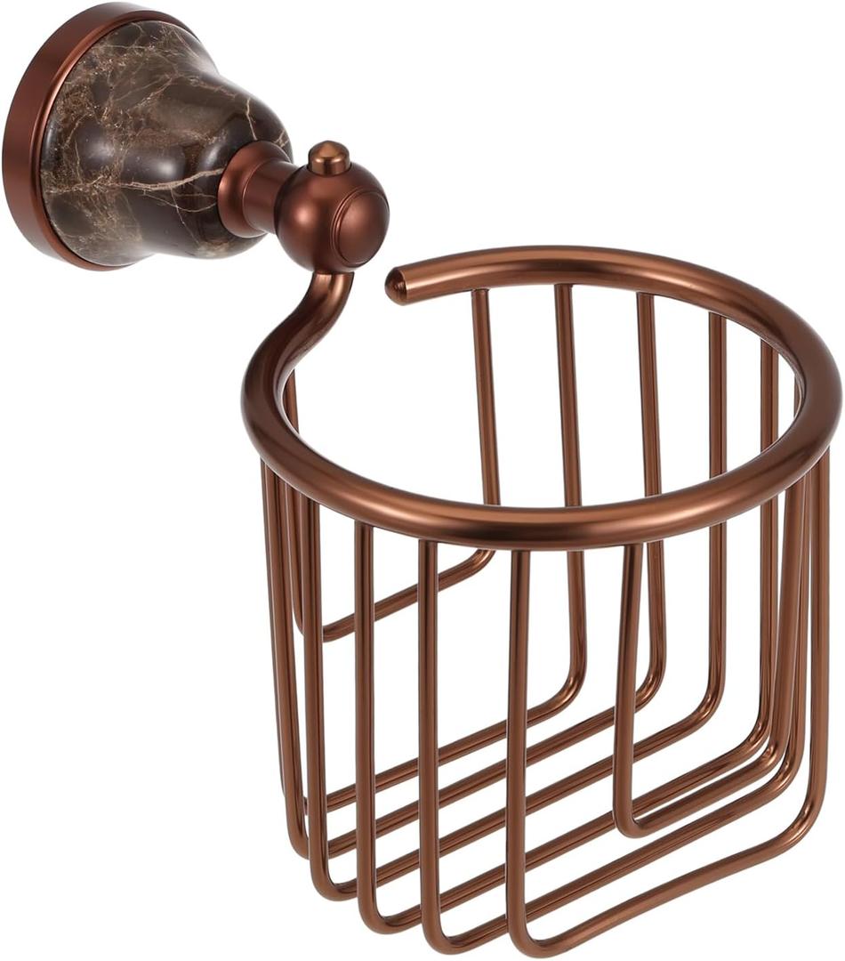 Vintage Bronze Toilet Paper Holder Wall Mount, Antique Brass Toilet Roll Wire Basket, Bathroom Roll Tissue Storage, Dispenser Tissue Paper Roll Holder for Bathroom Storage, Bronze