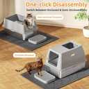 Stainless Steel Litter Box with Lid,Front Entry Top Exit Kitty LitterBox,Extra Large Enclosed Metal Cat Box with Litter Scoop & Litter Mat-Light Gray