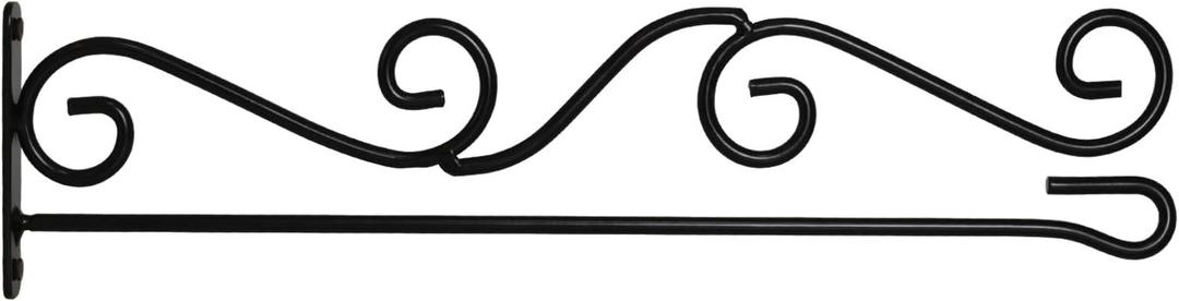 Anley Garden Flags Wall Scroll Hanger - Wrought Iron Horizontal Garden Flag Holder - Weather Resistant & Easy Mounting - Curve Design & Black Matte Coating - H4 x W15