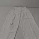 Women Office Wide High Waist Pants Loose Fit Elastic Waist Pleated Front Trousers for Work Casual Small, White 