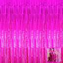 4 Pack Fuchsia Foil Fringe Curtain Backdrop, 3.28Ft x 6.56Ft Metallic Tinsel Foil Fringe Streamers Curtains for Party, Photo Booth Props, Birthday, 2022 Graduation Decoration Supplies, ROSE RED