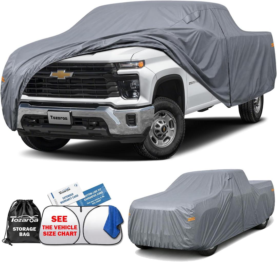 Truck Cover Waterproof All-Weather,Outdoor Full Exterior Pickup Covers(Length 251-262 inch) Custom Fit for Chevrolet Silverado 2500 3500,Ford F350,GMC 2500 etc Size T7(See Size Chart)
