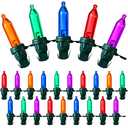 Remagr 120 Pcs Christmas LED Replacement Bulb Mini Wide Angle LED Xmas Bulbs Tree Light Outdoor String Light Replacement for Christmas Garden Party Decor(Green Base with Multi Color Bulb)