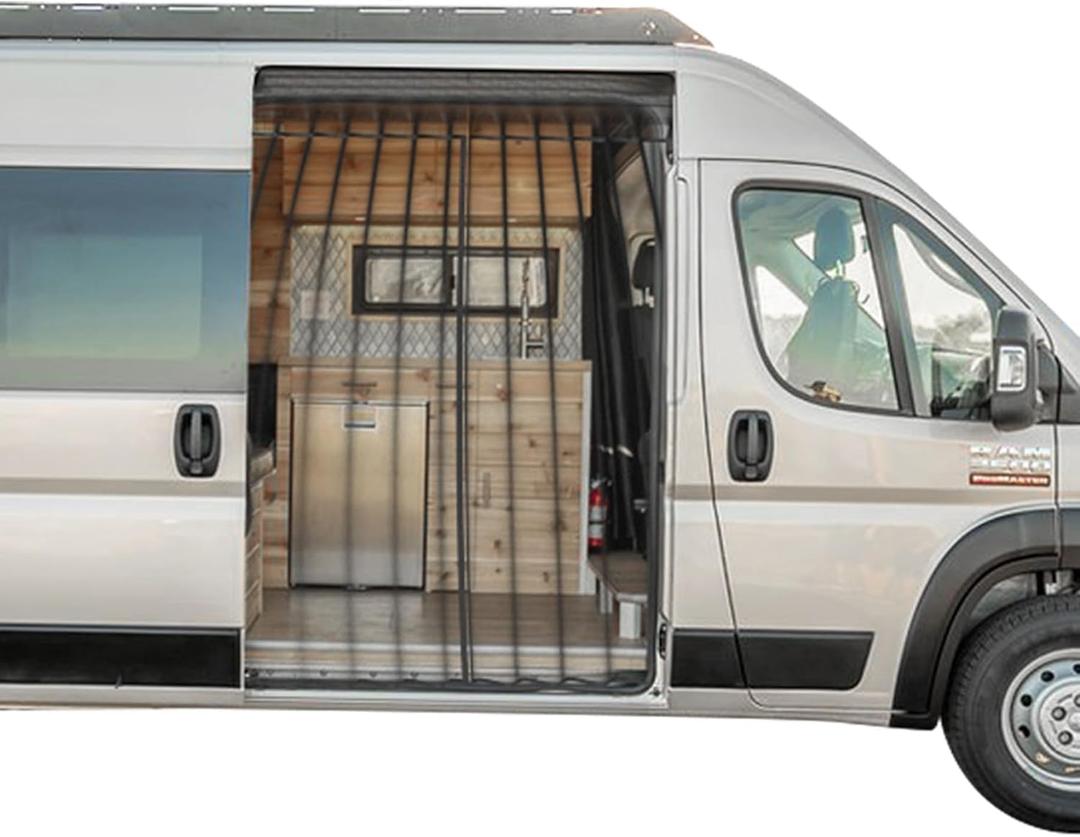 Magnetic Rear Door Bug Screen for Vans – Universal Fit for RAM ProMaster, Ford Transit High Roof – Van Life Camping Essential with Easy Access Mesh for Insect Protection