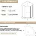 Neo-Angle Corner Shower Doors 36" D × 36" W × 72" H, Frameless Pivot Shower Door, 1/4" (6 mm) SGCC Tempered Glass with Safety Film & Nano Coating Matte Black (Shower Base Not Included)