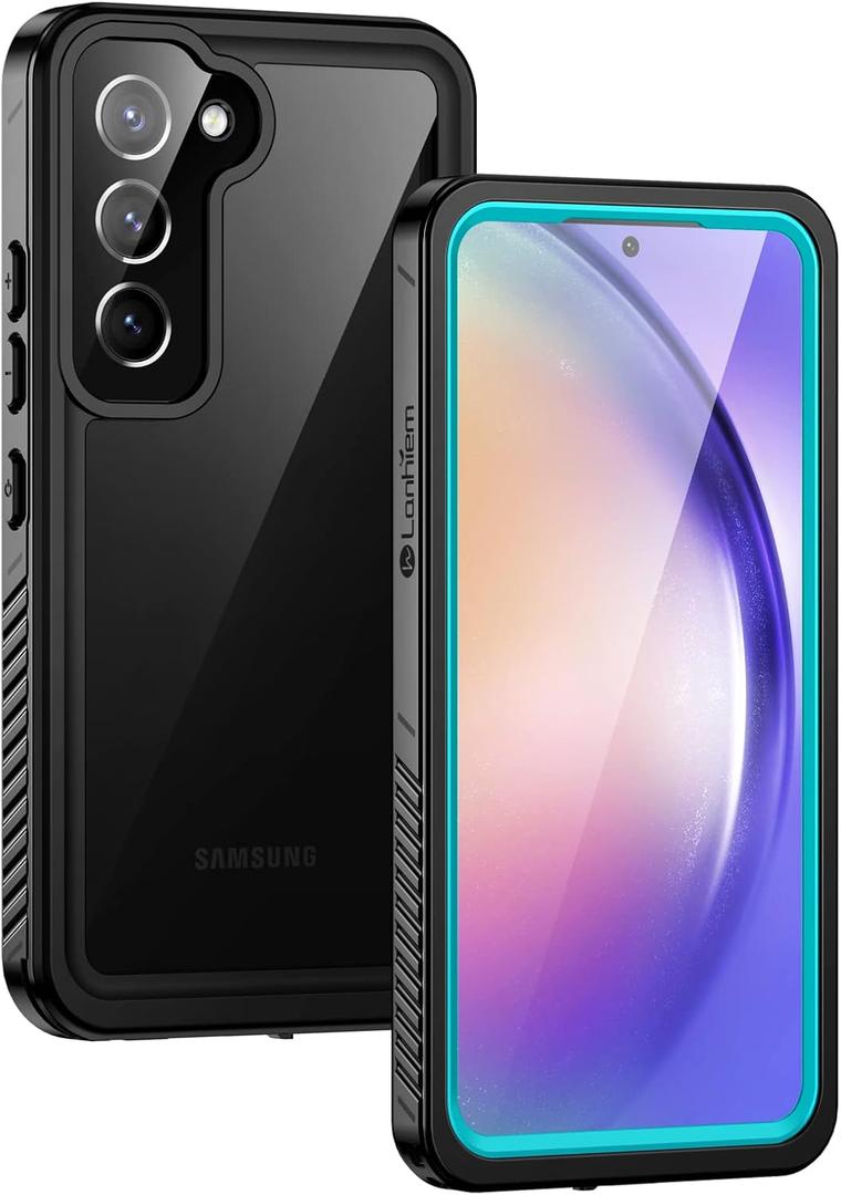 Lanhiem for Samsung A54 5G Case, Galaxy A54 5G Case, IP68 Waterproof Dustproof Cover with Screen Protector, Heavy Duty Full Body Protective Phone Case for Samsung Galaxy A54, Blue/Clear