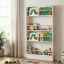 4 Tier Behind The Door Bookshelf, Space Saving Behind The Door Bookcase Wooden Kids Book Shelf for Bedroom Living Room Study White (120 * 70cm)