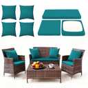 SUKAIKEQA Waterproof 3-Piece Patio Sofa Cushion Cover Set - Replacement Covers for Outdoor Wicker Furniture, Bench & Seat Cushions with 4pcs Throw Pillow Cover