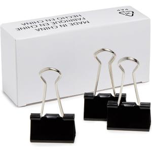 Amazon Basics Sturdy Binder Clips, Office Supplies, Medium 1.25 in, Document Organizing, Black, 96 Count (8 Pack of 12)