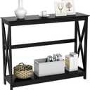 Yaheetech Console Table for Entryway, 2 Tier Entryway Table Bookshelf Accent Table w/Storage Shelf Living Room Entry Hall Foyer Table Furniture, Black, X-Design