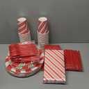 Jectivs Christmas Candy Cane Party Plates Supplies,Christmas Disposable Tableware Peppermint Swirl Red Green Paper Plate Napkins Cup Knives Spoon Fork New Year Christmas Holiday Party Decor Serve 25 (175Pack)