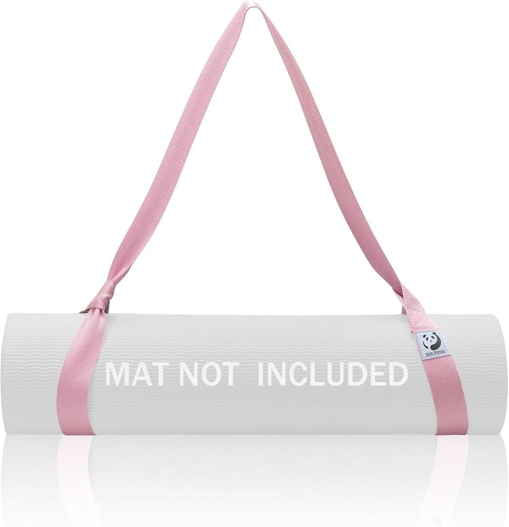Slim Panda Yoga Mat Straps for Carrying, Adjustable Yoga Mat Carrier Sling Fits All Mats(Mat Not Included) (70 inches, Light Pink)