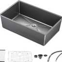 33 x 19 Inch Undermount Kitchen Sink, Black Stainless Steel Single Bowl