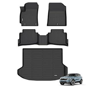 ANBINGO® Floor Mats & Cargo Liner for Kia Seltos 2024 2025 2026, TPE All Weather Car Mats 2024 2025 2026 Seltos S, LX, EX, XLine, Cargo Tray in The Highest Position (Only for U.S.A. and Canada)