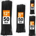 Zip Ties Assorted Sizes 4+6+8+12 inch, 200 Pack, Black Cable Ties, UV Resistant Wire Ties for Indoor and Outdoor Use, LOCKLOCK