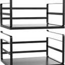 2 Pack Large Under Shelf Basket, Black Undershelf Storage Basket, Heavy Duty Slide-in Hanging Storage Basket, Metal Under Cabinet Organizer for Kitchen, Pantry, Desk, Bookshelf, Cabinet