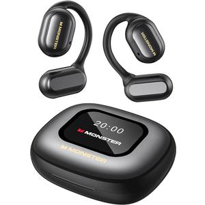 Monster Open Ear Headphones Touch Screen Earbud, Open Touch Pro 100 Wireless Earbuds Support TF Card, Bluetooth Earbuds with ENC Clear Talk, Multiple EQ Modes, Comfort Earhooks, IPX5, 30H Playback