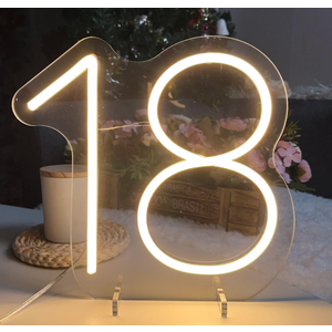 18 Year Old Neon Sign for First Birthday Party Neon Sign Custom Light Up Sign Indoor Bedroom Home Decor LED Neon Signs Large Backdrop Flex Christmas Living Room Girls Boys Gift,Warm White 25×24.8 CM