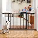 Babelio 36-57" Extra Wide Baby/Dog Gate, Auto Close for The House, Stairs and Doorways, Pressure Mounted for Pet with Large Walk Thru Door, No Need Tools and Drilling, Black