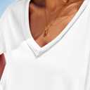 Tankaneo Womens Oversized Tshirts Deep V Neck Short Sleeve Tops Summer Casual Loose Fit Tee Shirt White (White, S)