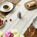 Artoid Mode Beige Rustic Cotton Linen Table Runner, Seasonal Embroidered Hollow Kitchen Dining Table Decoration for Home Party Decor 13x60 Inch