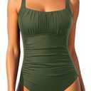 Aqua Eve One Piece Bathing Suit for Women Tummy Control Swimsuit Slimming Vintage Swimwear L