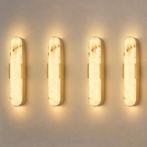 Modern LED Wall Sconce, 19.7" Alabaster Wall Light with 3 Color Gold 4Pcs, 20in-4pack
