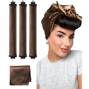 YOSHUYUKI Velvet Overnight Curls Heatless Hair Curler No Heat Satin Heatless Curling Rods Foam Sponge Hair Rollers for Short Long Hair to Sleep in Hair Care Styling Tools - Brown