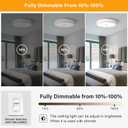 Dimmable LED Ceiling Light Fixture, 2700K-6000K 5CCT Modern Mid-Century Semi Flush Mount Ceiling Light, White Close to Ceiling Lamp for Bedroom, Living Room, Kitchen, Laundry Room, 15.7in