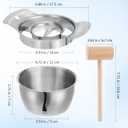 NUOBESTY 304 Stainless Steel Pomegranate Deseeder Tool with Wooden Hammer, Metal Fruit Seed Remover Peeler Set with Bowl, Kitchen Cutter Gadget for Quick Arils Extraction & Separator