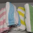 Touchat 4 Pack Cabana Stripe Beach Towels,30 by 60 Inches, Oversized Microfiber Towels Set for Pool,Super Absorbent Bath Towels for Bathroom,Kids and Adult,4 Colors (Pink+blue+green+yellow)