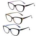 CRGATV 3 Pack Reading Glasses Blue Light Blocking Stylish Cat Eye Computer Readers Anti Eyestrain & Glare for Women +1.25