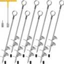 Ground Anchors Heavy Duty, 8 Pack Fully Welded Solid Steel Ground Anchors Screw in with 2.9" Spiral Blade, Trampoline Earth Stakes Auger Anchors for Sheds, Mobile Home, Tent, Swing Set