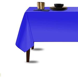 2 Pack NEICY Disposable Plastic Tablecloth 54 Inch. x 108 Inch. 3 Pack Premium Decorative Rectangle Table Cover Round Table Cloth for Picnic, Kitchen, Dining (Blue, 3 Pack Rectangle)