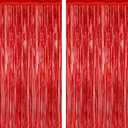 2 Pack Red Tinsel Backdrop, 3.28 FT x 7.05 FT Fringe Curtains, Red Foil Tinsel Party Streamer Backdrop Curtains for Valentines Day, Wedding Photo Backdrop Party Decorations for Wedding Anniversaries