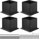 VEVOR 4x4 Post Base 4 Pcs, Inner Size 3.6x3.6 inch / 92x92 mm Post Brackets, Heavy Duty Carbon Steel Decking Posts, Wood Posts Brackets for Pavilion Deck Railing Support Deck Base Plate, Black