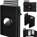 AirTag Wallet for Men, Minimalist Credit Card Holder for Apple Air Tag, RFID Blocking, Pop up Card Case, Premium Genuine Leather, Smart, Slim, 9-14 Card Capacity | ID Window | Cash Slot