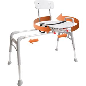 Eagle Health Supplies Sliding Shower Chair Tub Transfer Bench with Swivel Seat, FSA/HSA Eligible, Height Adjustable Shower Benches for Inside Shower, Ergo Shower Seat for Elderly and Disabled, 78668